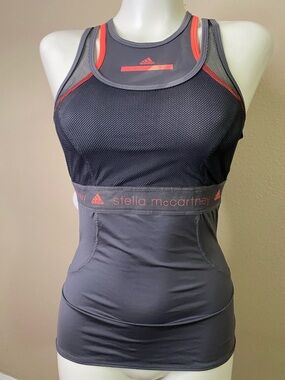 Stella McCartney Adidas Gray coral mesh stretch Sports Tank S